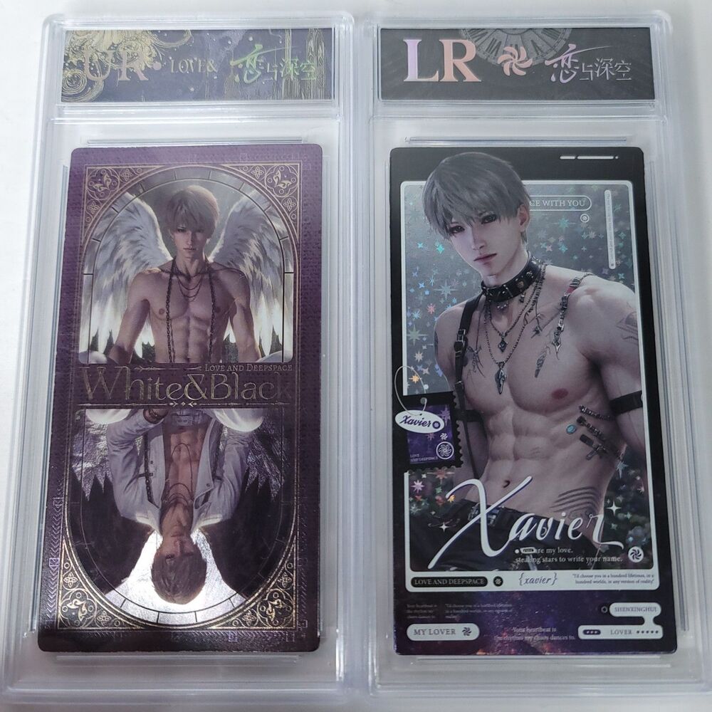 Love and Deep Space Xavier Glitter Trading Card Encased Collectible Lot Of 2 Cat